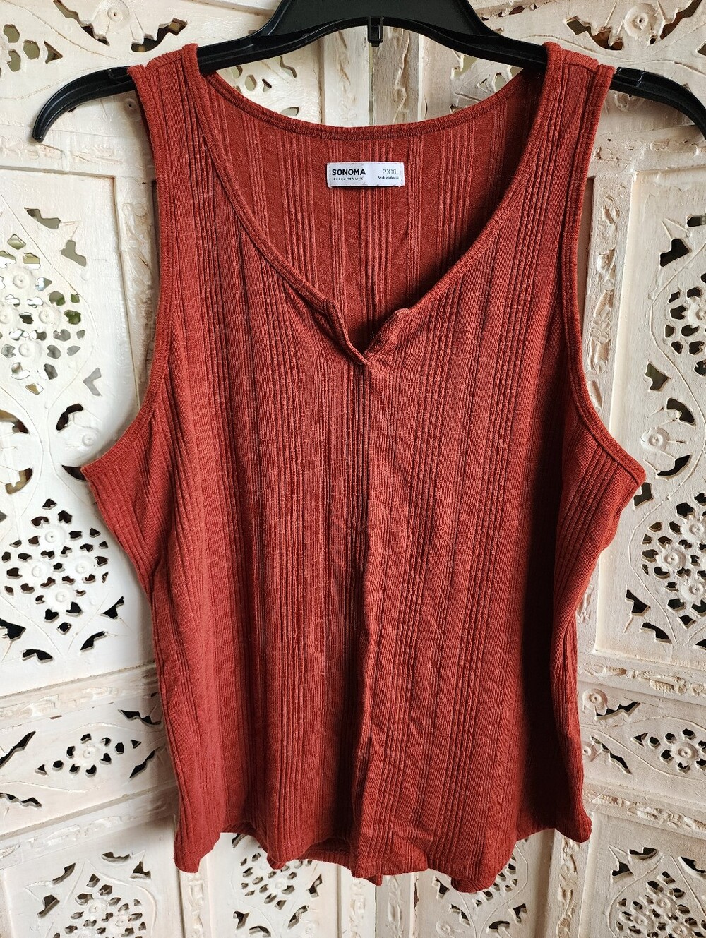 Sonoma Rust Orange Ribbed Tank Top- Size PXXL